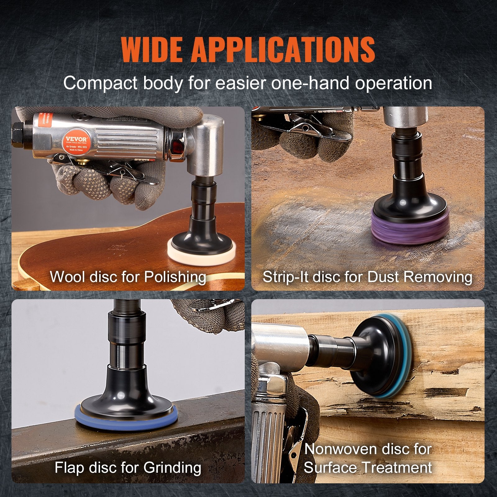 Desktops & Accessories: VEVOR Air Angle Die Grinder, 1/4" Right Angle Die Grinder (20000RPM), Heavy Duty 90-Degree Angled Air Powered, 24PCS Discs for Grinding, Polishing, Deburring, Rust Removal