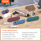 Desktops & Accessories: VEVOR Air Angle Die Grinder, 1/4" Right Angle Die Grinder (20000RPM), Heavy Duty 90-Degree Angled Air Powered, 24PCS Discs for Grinding, Polishing, Deburring, Rust Removal