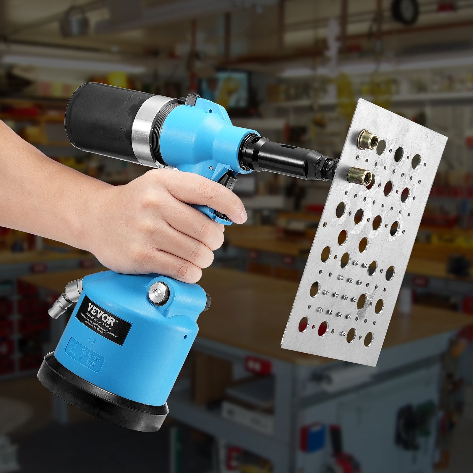 Heat Guns: VEVOR Pneumatic Air Riveter Heavy Duty Rivet Gun Tool Kit 13 Size Nose Pieces