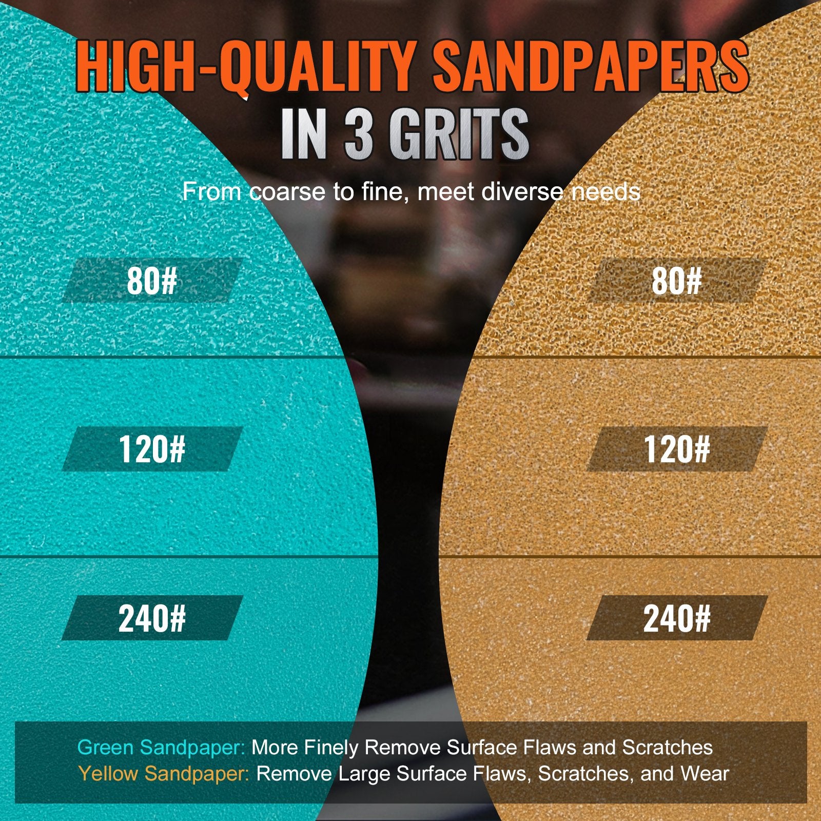 Sanding Accessories: VEVOR 58PCS Air Sander Kit 1/2/3in Random Orbital Air Sander Polisher 15000r/min