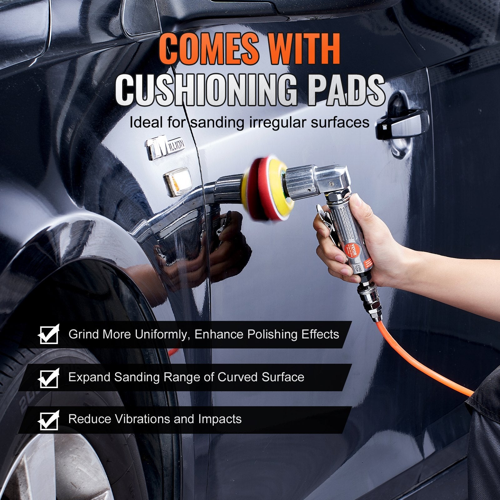 Sanding Accessories: VEVOR 58PCS Air Sander Kit 1/2/3in Random Orbital Air Sander Polisher 15000r/min