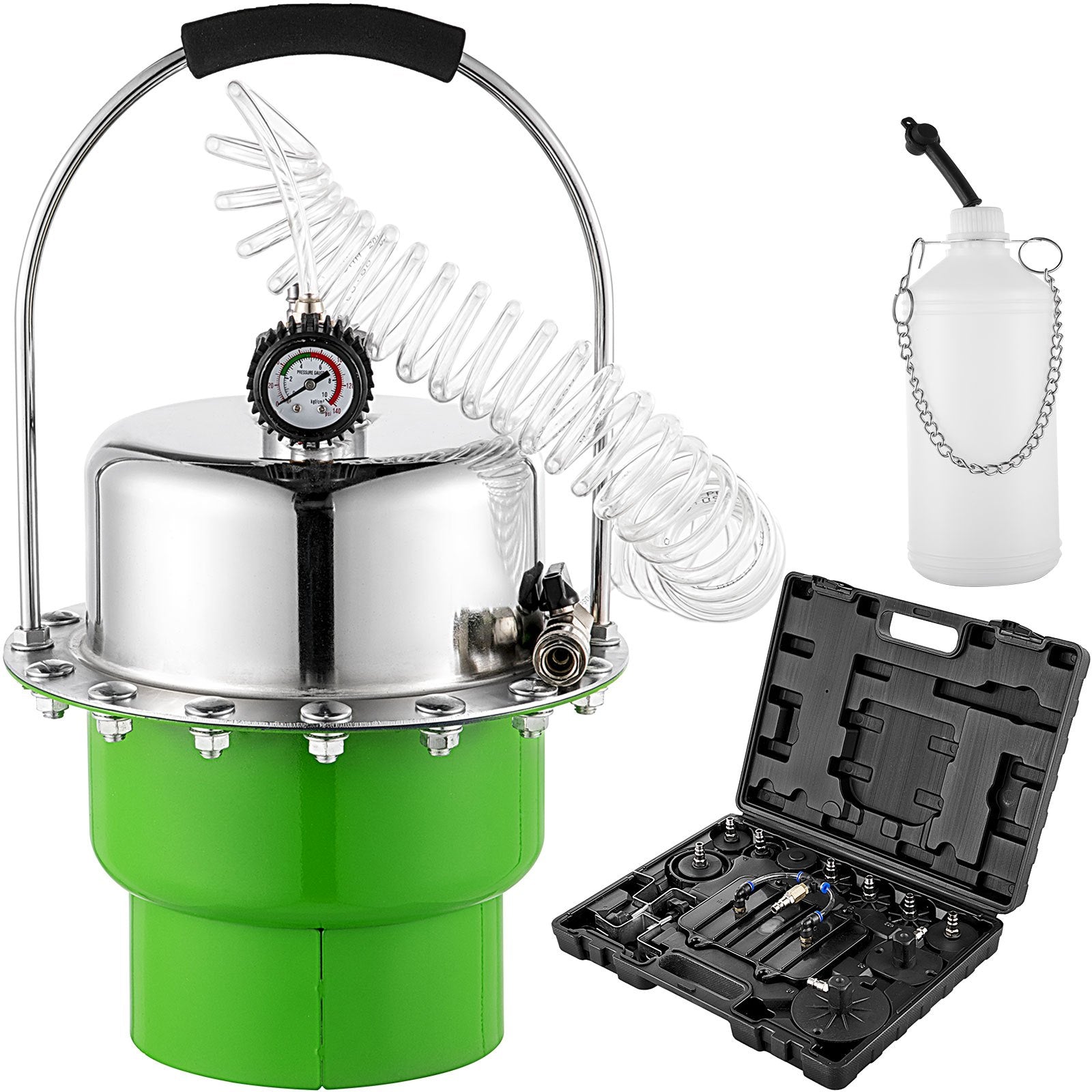 Automotive Repair & Speciality Tools: VEVOR Pneumatic Air Pressure Bleeder, Brake Pressure Bleeding Tool Portable Brake and Clutch Bleeder Valve System Kit Garage Workshop Mechanics Brake Oil and Fluid Extractor Bleeder Tool