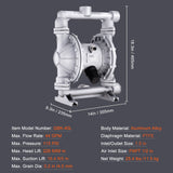 Air Pumps: VEVOR Air Operated Double Diaphragm Pump, 44GPM, Max 115PSI Air Waste Oil Pneumatic Transfer Pump with 2 Extra Diaphragms, 3.8cm Inlet & Outlet Aluminum Alloy Diaphragm Pump for Diesel Grease Oil
