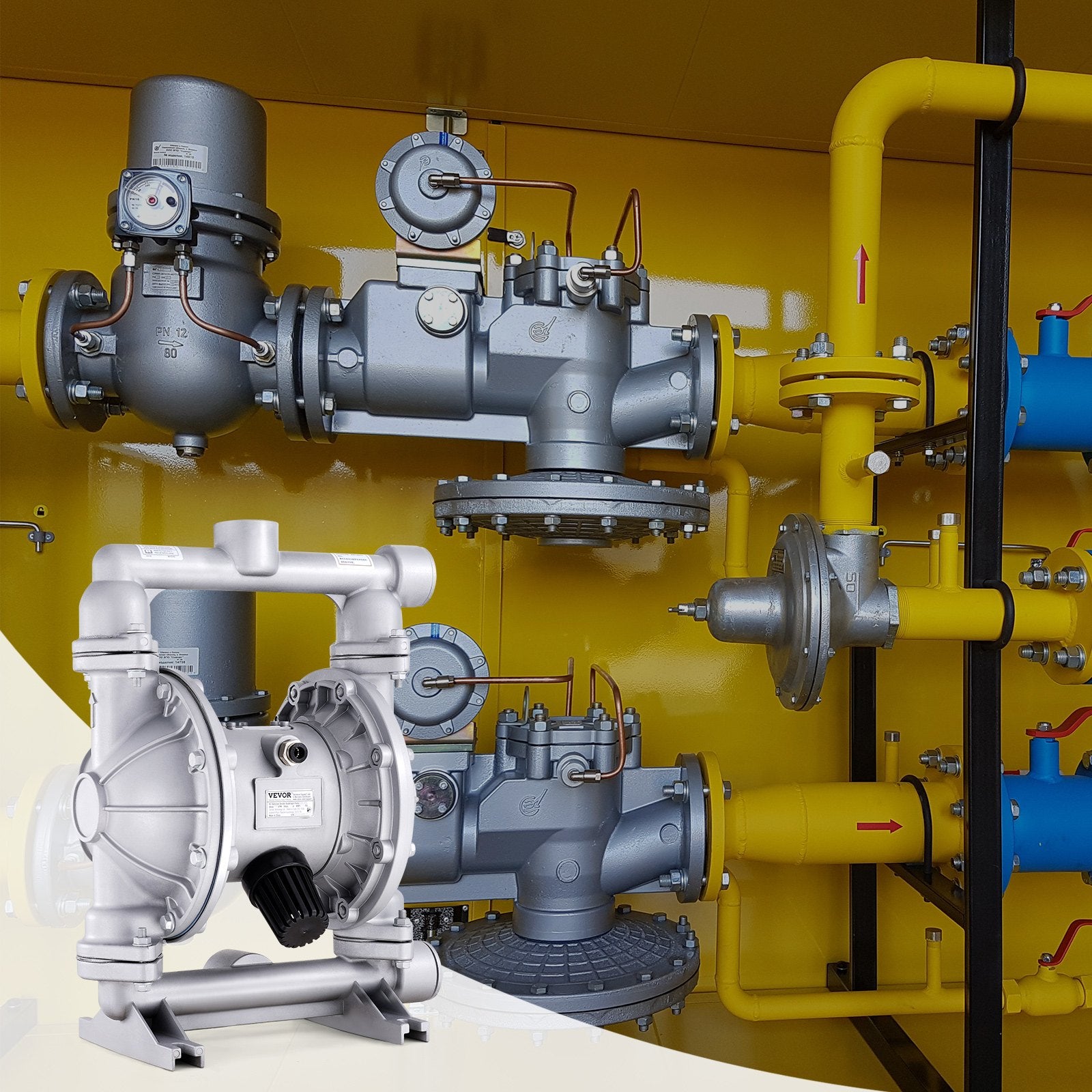Air Pumps: VEVOR Air Operated Double Diaphragm Pump, 44GPM, Max 115PSI Air Waste Oil Pneumatic Transfer Pump with 2 Extra Diaphragms, 3.8cm Inlet & Outlet Aluminum Alloy Diaphragm Pump for Diesel Grease Oil