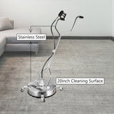 Gardening Tools: VEVOR Surface Cleaner 20 inch Flat Surface Cleaner for Pressure Washer 4000psi Pressure with 3/8 Quick Connector Surface Cleaner W/ Casters 10.5GPM Stainless Steel Rotating Rod & 3 Nozzle for Patio