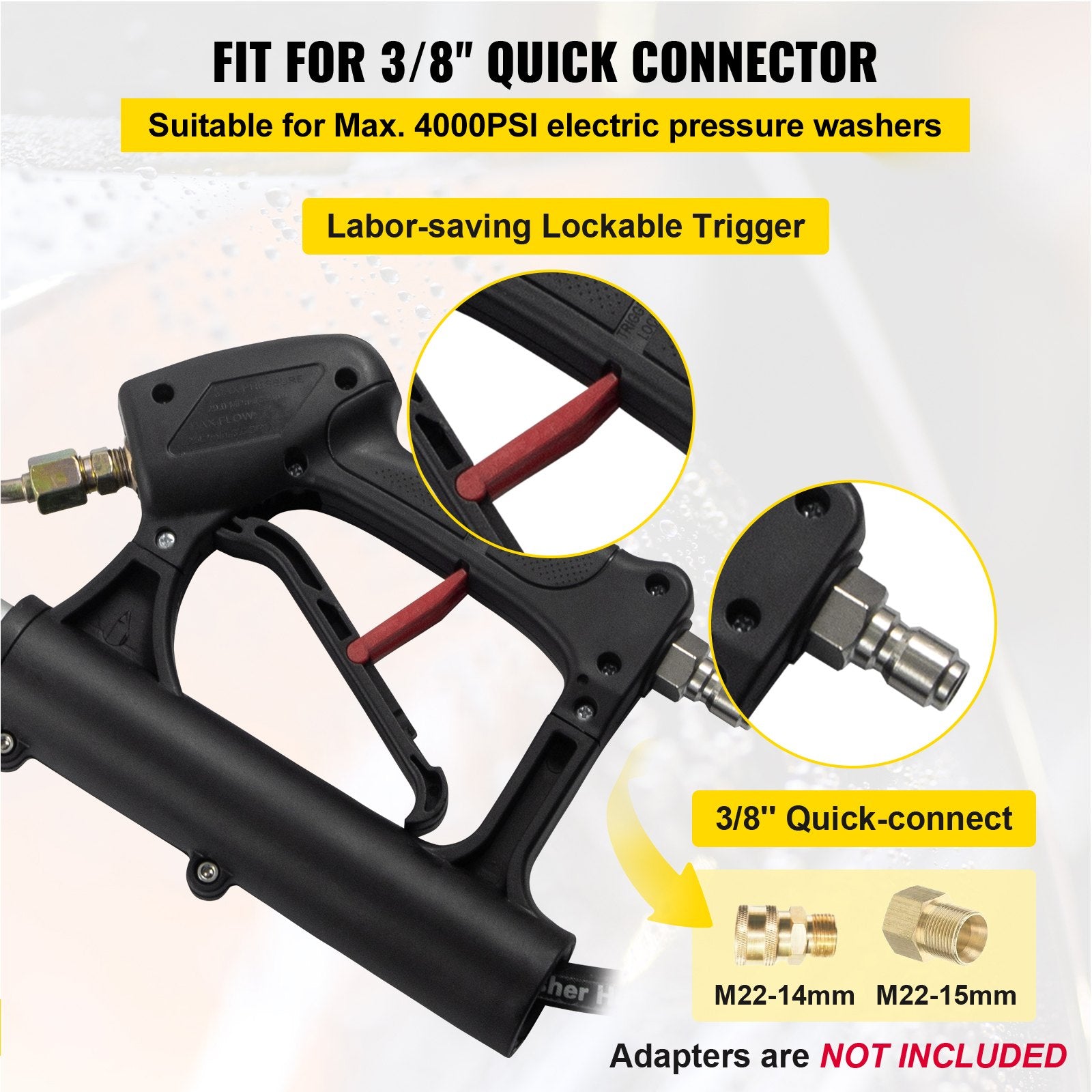 Automotive Repair & Speciality Tools: VEVOR Telescoping Pressure Washer Wand, 20 ft 5-Section Length Adjustable, Max. 4000 PSI Fit for 3/8'' Quick Connection, 5 Spray Nozzles, Belt, for Roof, Fence, Gutter, Silver