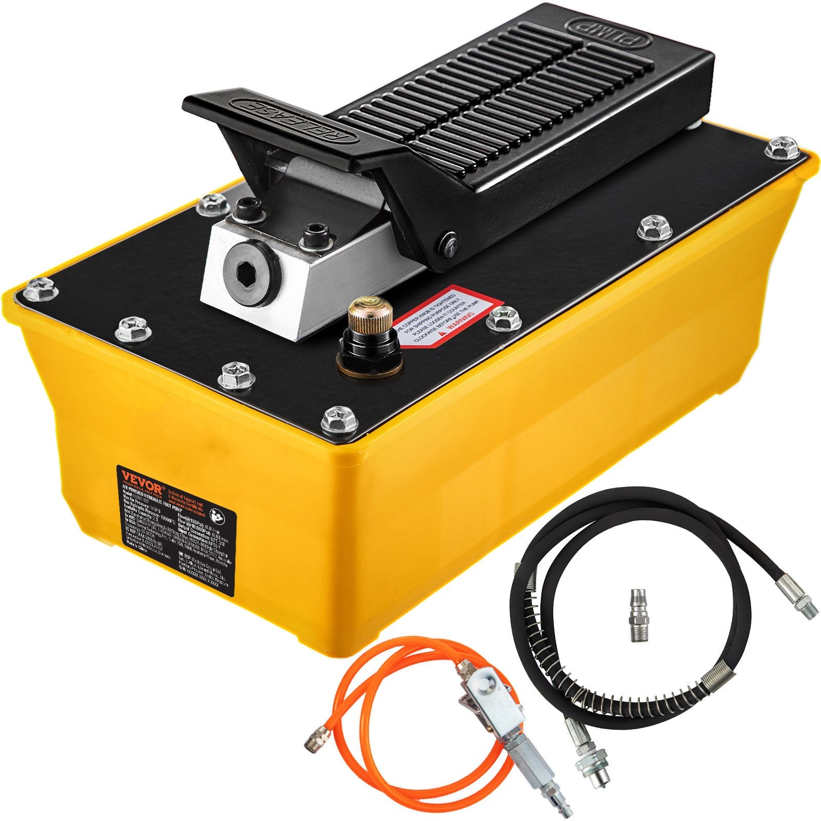 Basketball & Basketball Accessories: VEVOR Air Hydraulic Pump, 10,000 PSI Hydraulic Foot Pump, 0.6 Gal Reservoir Foot Operated Air/Hydraulic Pump, with Hose and Spray Gun for Heavy Machinery Rigging, Auto Repair, Auto Body Frame Machines