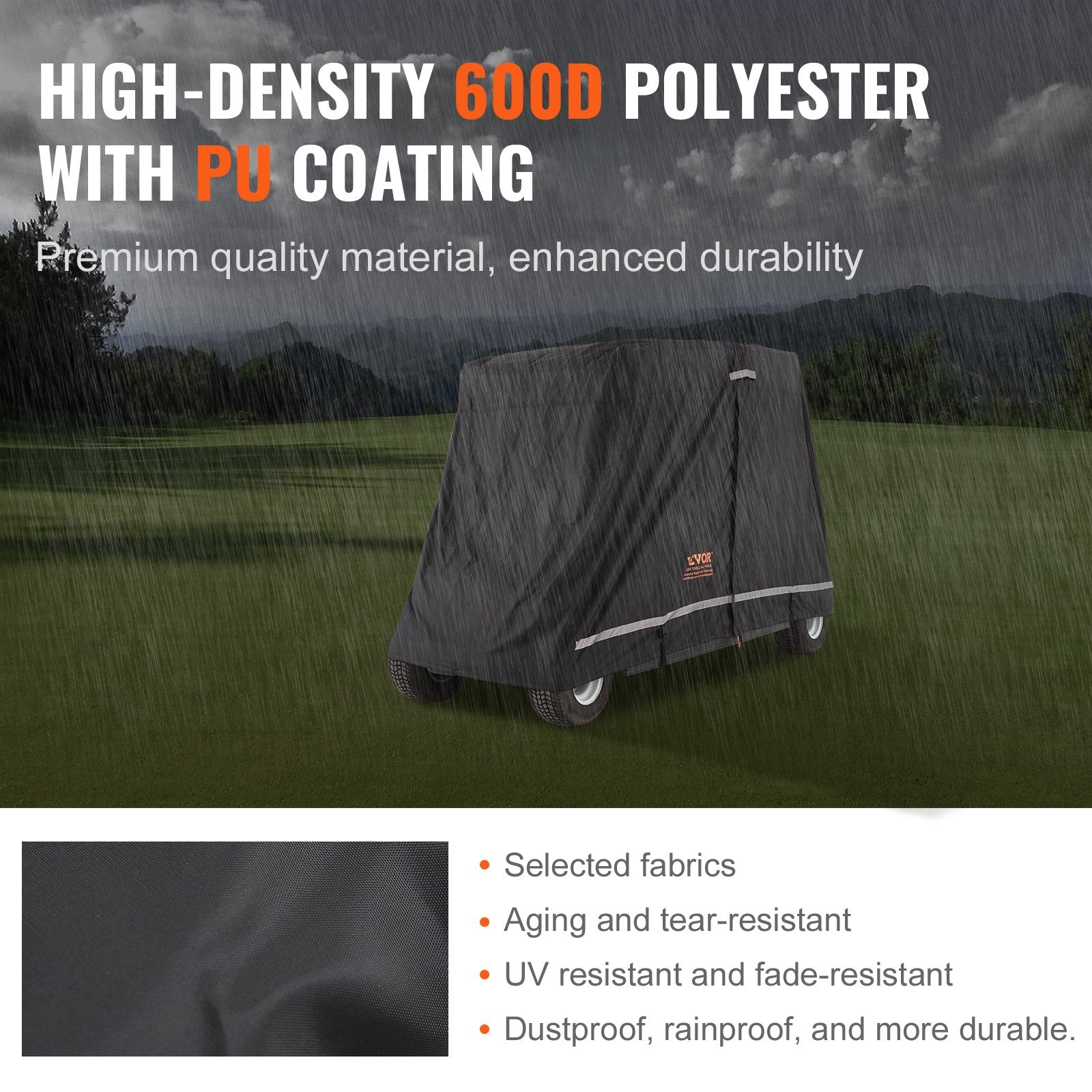 Fuel & Exhaust: VEVOR 4 Passenger Golf Cart Cover 600D Polyester Waterproof Cover Universal Fits
