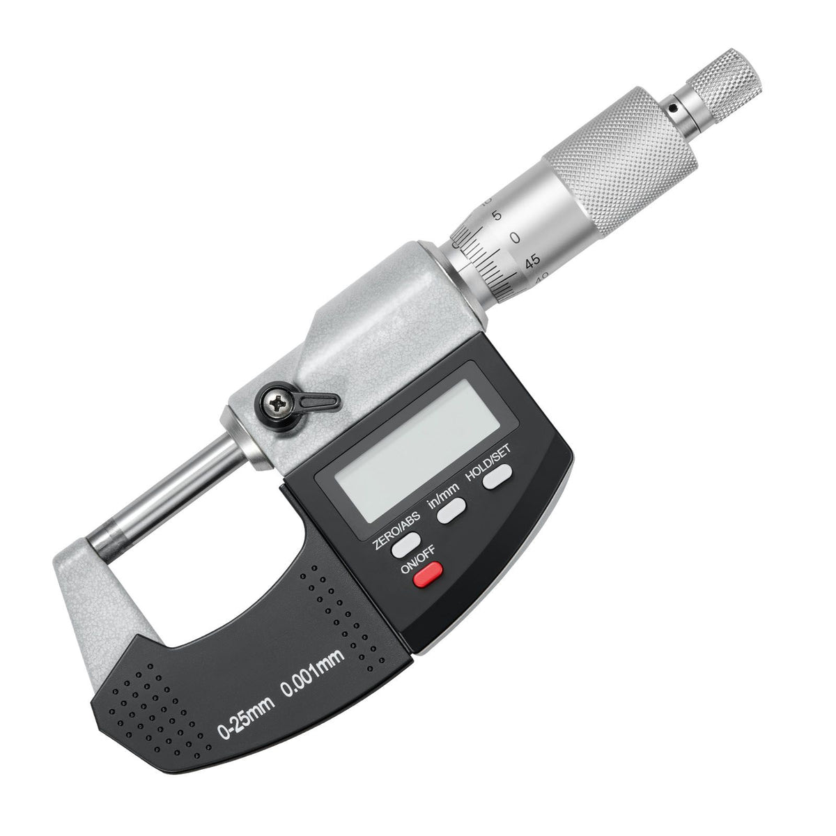 Micrometer Set, Digital Outside Micrometer 0-25.4 mm Measuring Range, 0.001 mm Resolution, Ultra-Precision Accuracy, LCD Screen, in/mm Switch, Carbide Tip, with Protective Case