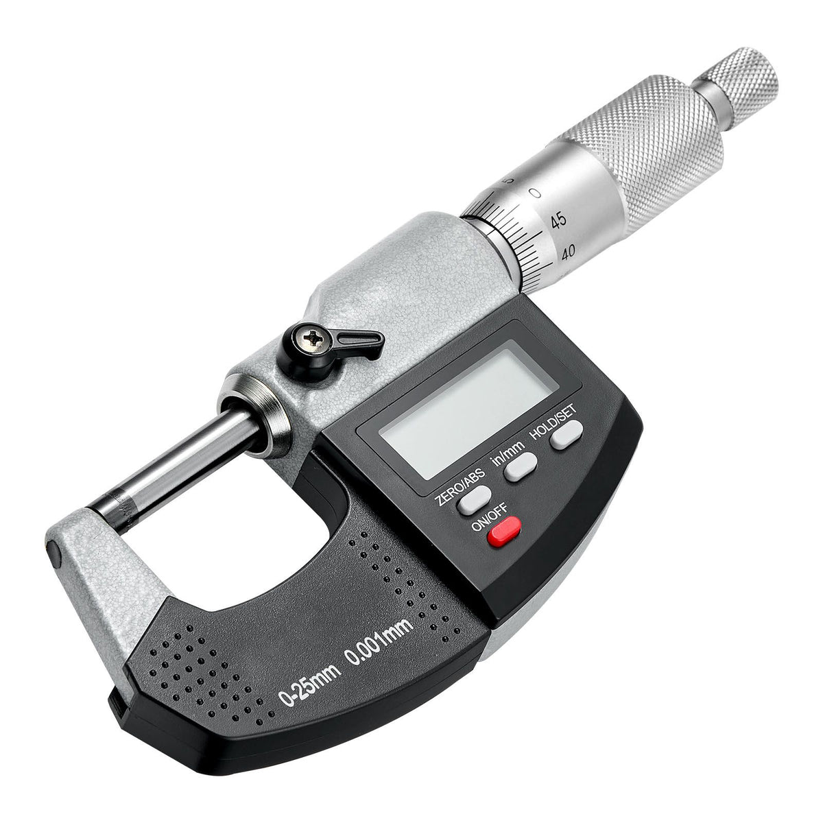 Micrometer Set, Digital Outside Micrometer 0-25.4 mm Measuring Range, 0.001 mm Resolution, Ultra-Precision Accuracy, LCD Screen, in/mm Switch, Carbide Tip, with Protective Case