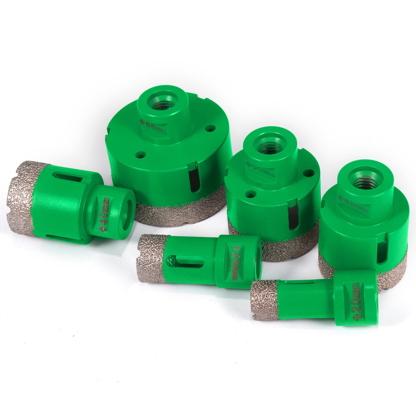 Power Saws: VEVOR 6PCS Diamond Hole Saw Set, Diamond Drill Core Bits with Saw Blade, Heavy Duty Hole Saw Arbor 20/25/40/45/50/68 mm M14 Thread Carborundum Granite for Glass, Ceramics, Porcelain, Ceramic Tile