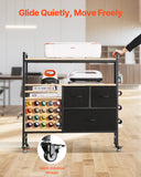 Kitchen & Dining Trolleys: Rolling Craft Cart and Storage Table with 20 Vinyl Roll Holders 3 Drawers Black