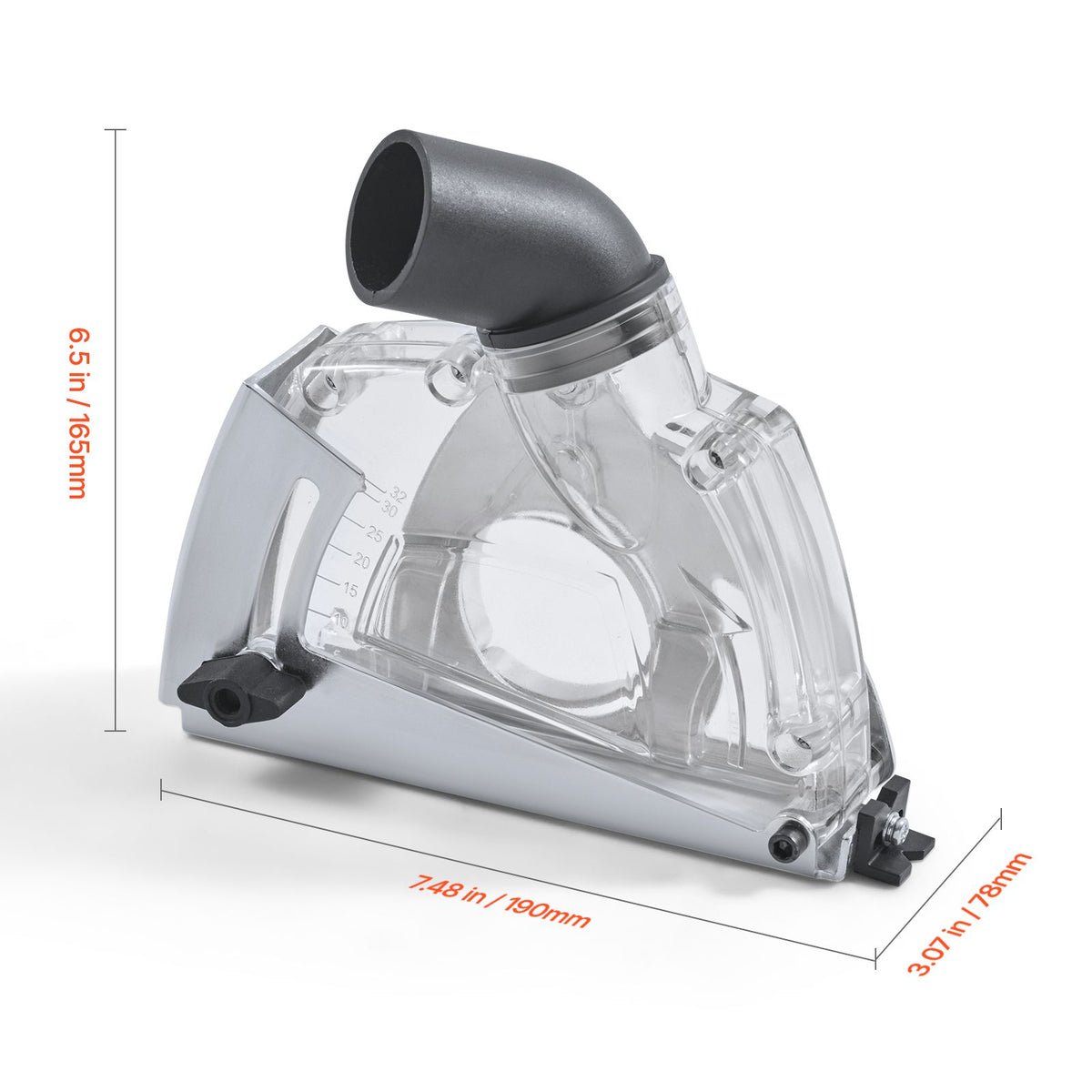 Cutting Dust Shroud for Angle Grinders, 100-125 mm Angle Grinder Dust Shroud with 6 Clamping Washers & 125 mm Diamond Grinding Cup Wheel, Adjustable Cutting Depth, Connect to Vacuum Cleaner