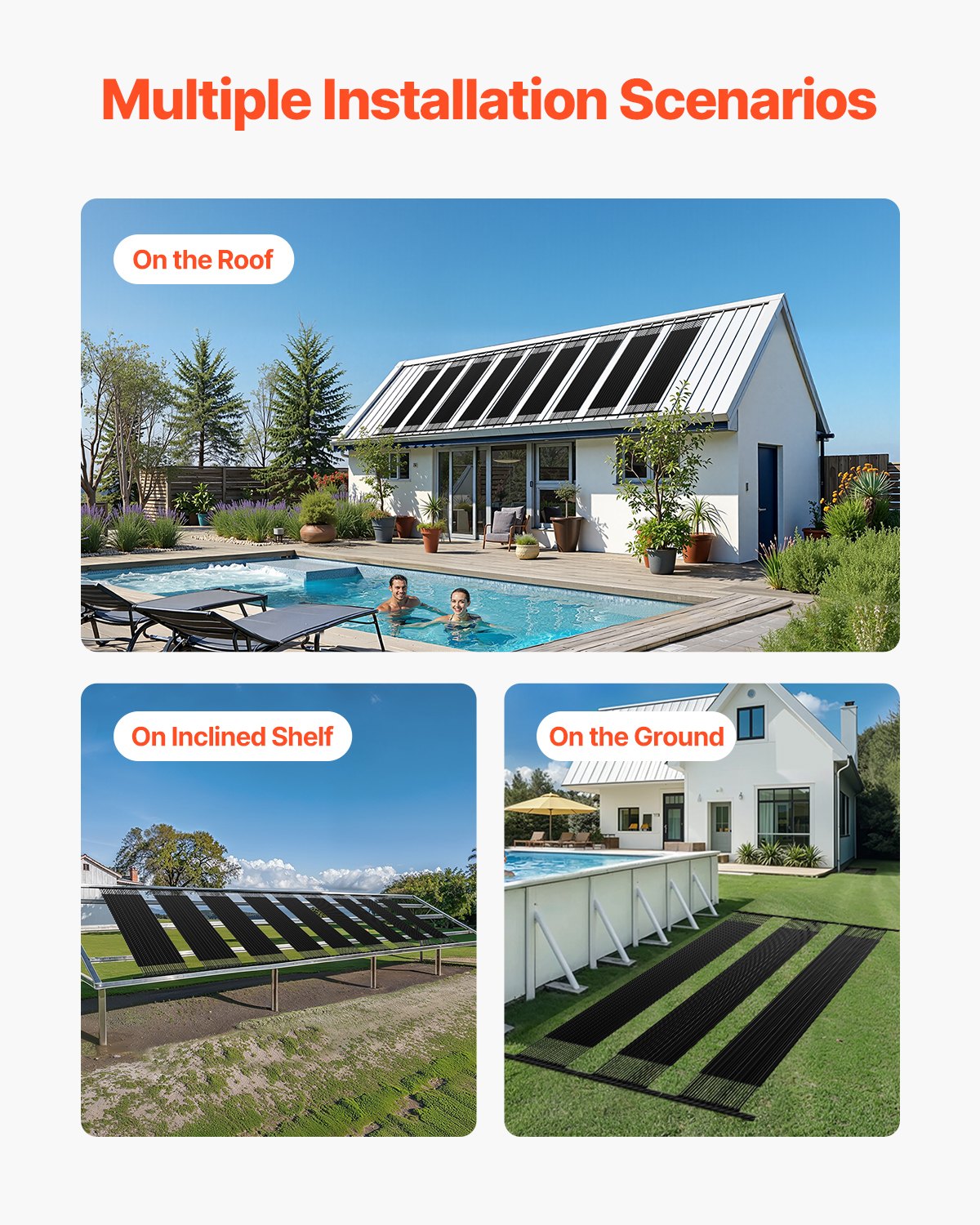 Fountain & Ponds Accessories: VEVOR Solar Pool Heater 1235 x 3100mm Aboveground & Inground Pool Heating System