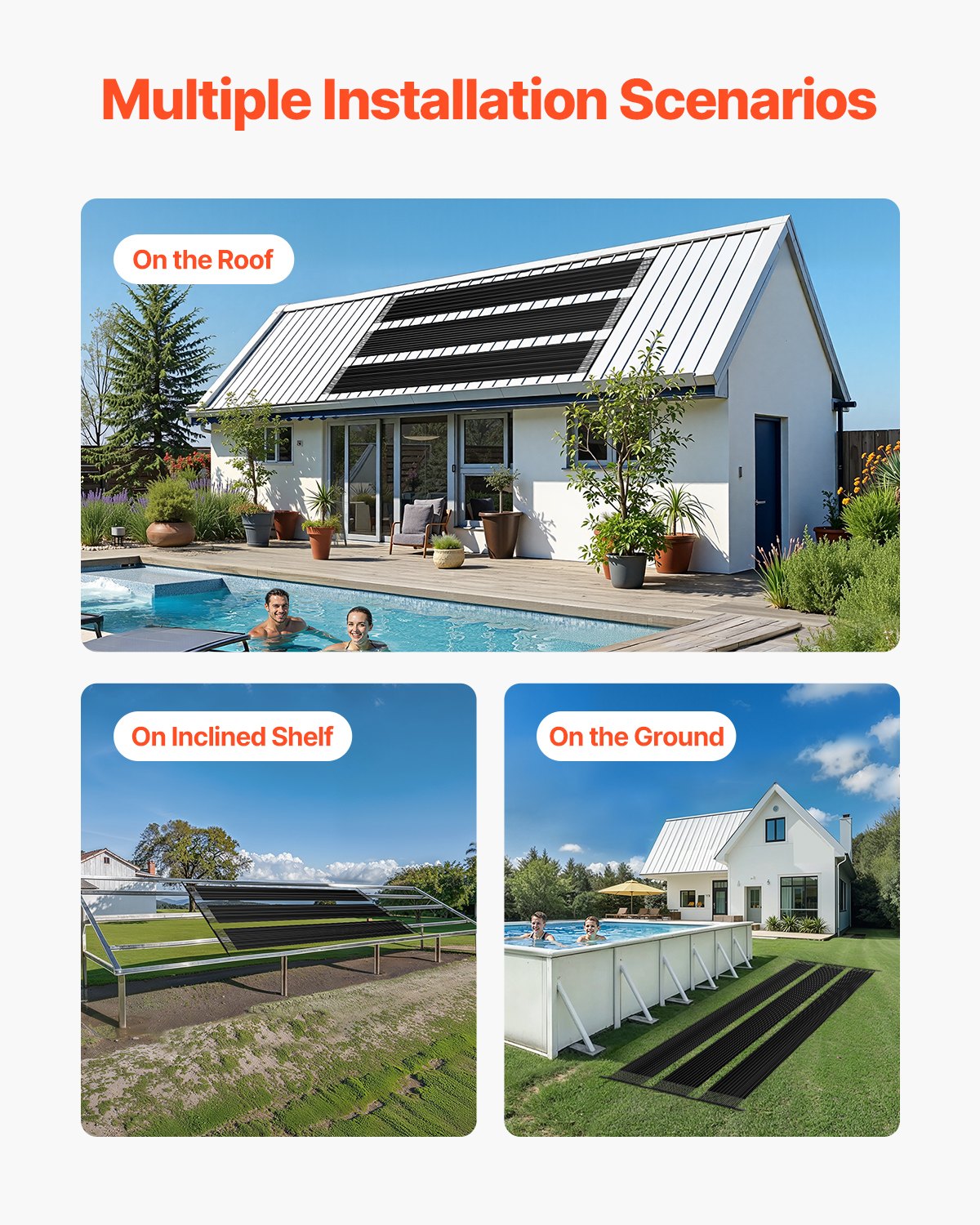 Fountain & Ponds Accessories: VEVOR Solar Pool Heater 1235 x 7340mm Aboveground & Inground Pool Heating System