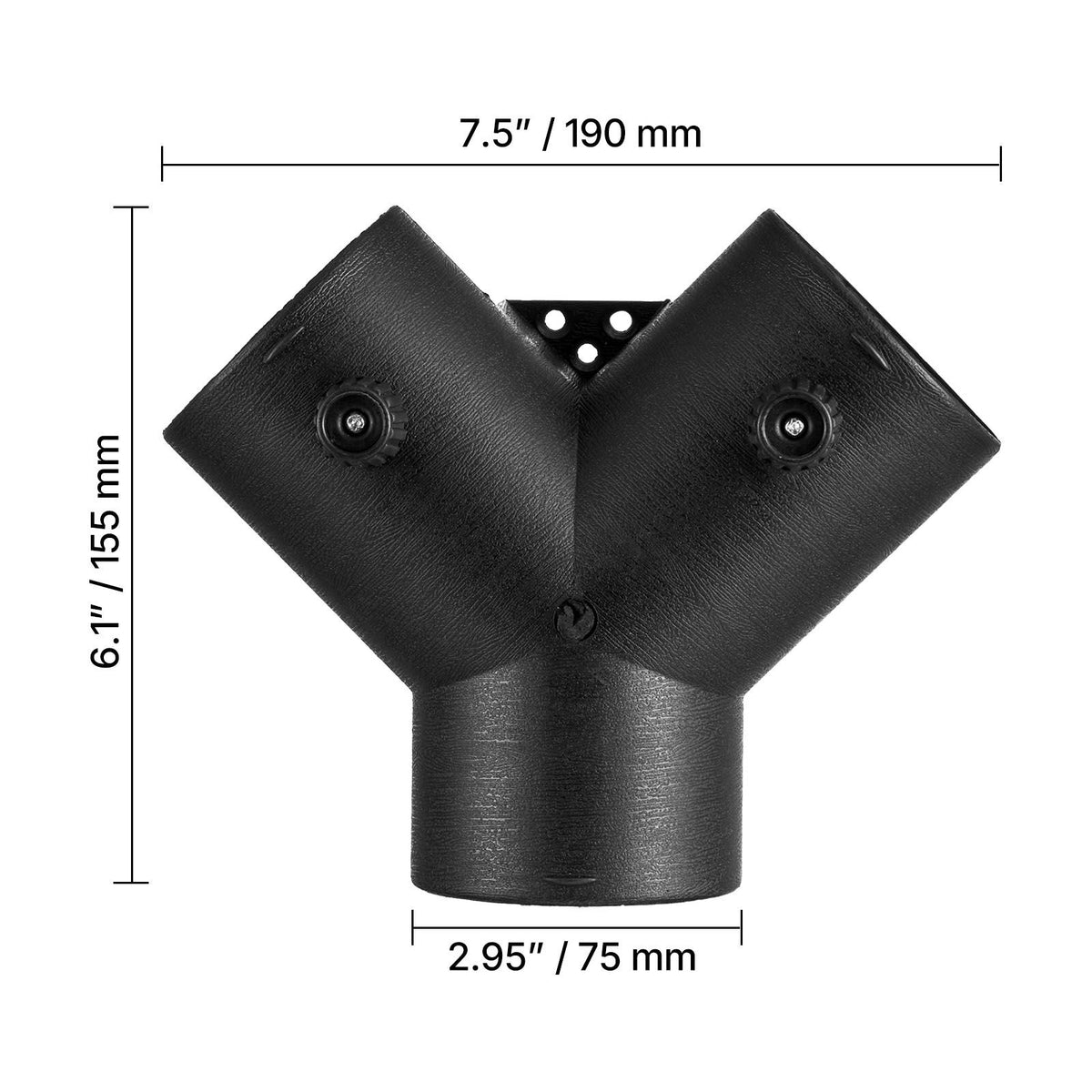Diesel Heater Connector, 75mm Diesel Heater Duct Connector Accessories, 3-Way Y Branch Diesels Heaters Air Vent Duct with 2 90° Rotatable Valves, Black Joint Connectors for 2KW 5KW 8KW Heaters