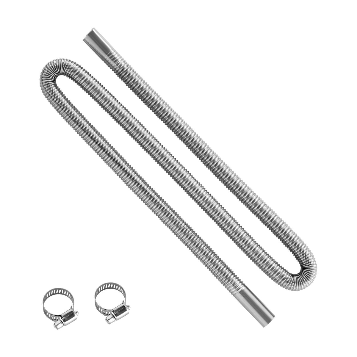 Exhaust Hose, 1490mm Stainless Steel Exhausts Hose, Diesel Heater Flexible Exhaust Pipe with 2 Hose Clamps, Exhausts Hoses Kit Diesel Heater Accessories for 2KW 5KW 8KW Diesels Heaters