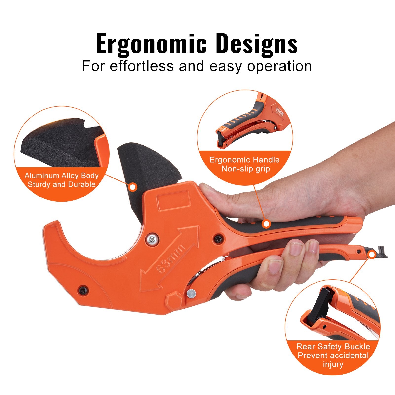 Gardening Tools: VEVOR PVC Pipe Cutter, 0-2-1/2" O.D. Ratcheting PVC Pipe Cutter, Heavy Duty Tube Cutting Tool with Spare SK5 Blade for PVC, CPVC, PP-R, PEX, PE, Rubber Hoses