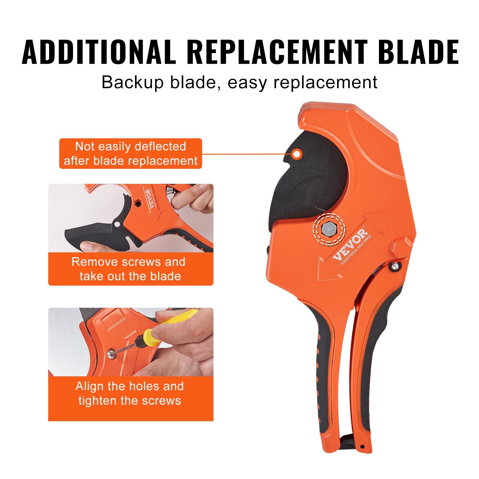 Gardening Tools: VEVOR PVC Pipe Cutter, 0-2-1/2" O.D. Ratcheting PVC Pipe Cutter, Heavy Duty Tube Cutting Tool with Spare SK5 Blade for PVC, CPVC, PP-R, PEX, PE, Rubber Hoses