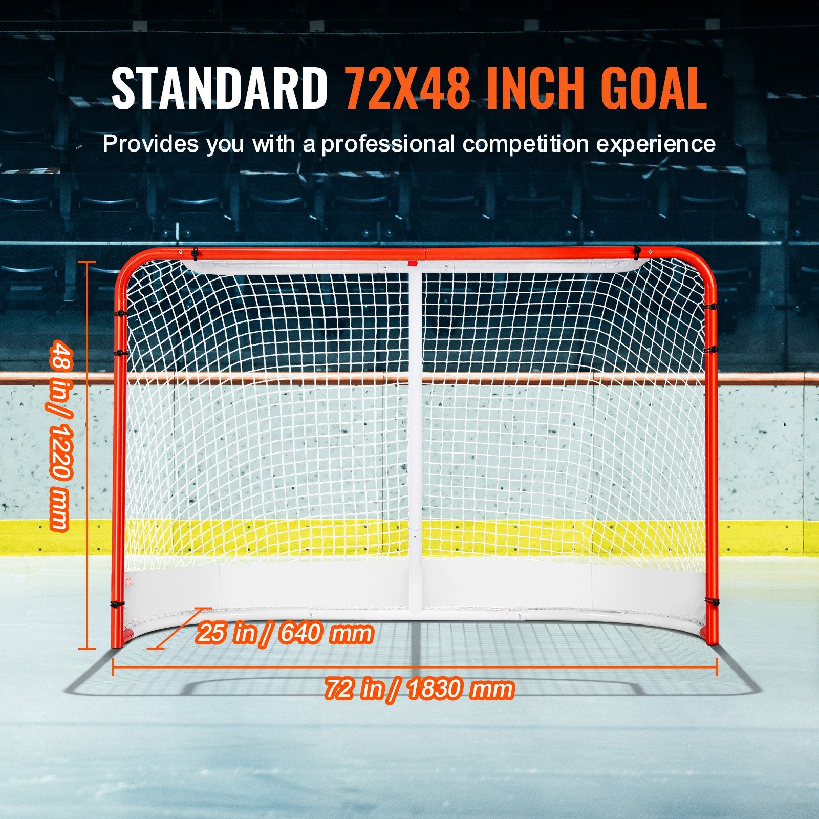 Activity Games: VEVOR Street Hockey Net, Indoor Outdoor Steel Hockey Goal, Official Regulation Pro Hockey Training Goal Set, Portable Hockey Goal with Net, Easy Assemble, 72" x 48", White/Red