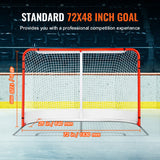 Activity Games: VEVOR Street Hockey Net, Indoor Outdoor Steel Hockey Goal, Official Regulation Pro Hockey Training Goal Set, Portable Hockey Goal with Net, Easy Assemble, 72" x 48", White/Red