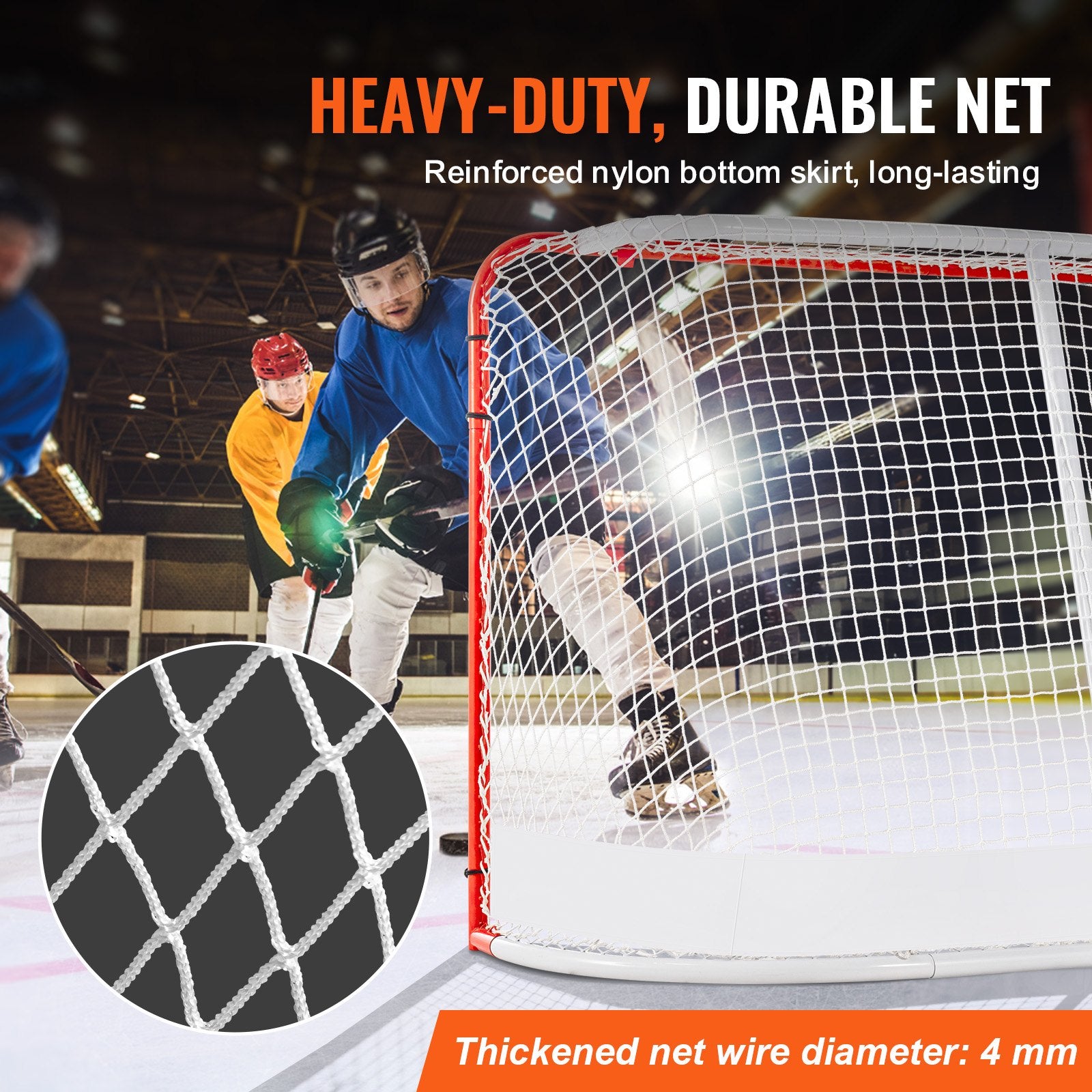 Activity Games: VEVOR Street Hockey Net, Indoor Outdoor Steel Hockey Goal, Official Regulation Pro Hockey Training Goal Set, Portable Hockey Goal with Net, Easy Assemble, 72" x 48", White/Red