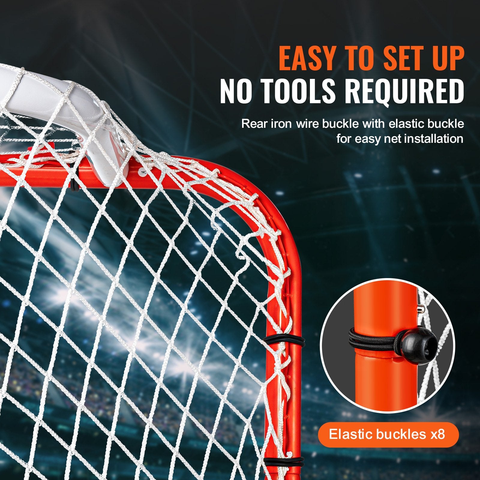 Activity Games: VEVOR Street Hockey Net, Indoor Outdoor Steel Hockey Goal, Official Regulation Pro Hockey Training Goal Set, Portable Hockey Goal with Net, Easy Assemble, 72" x 48", White/Red
