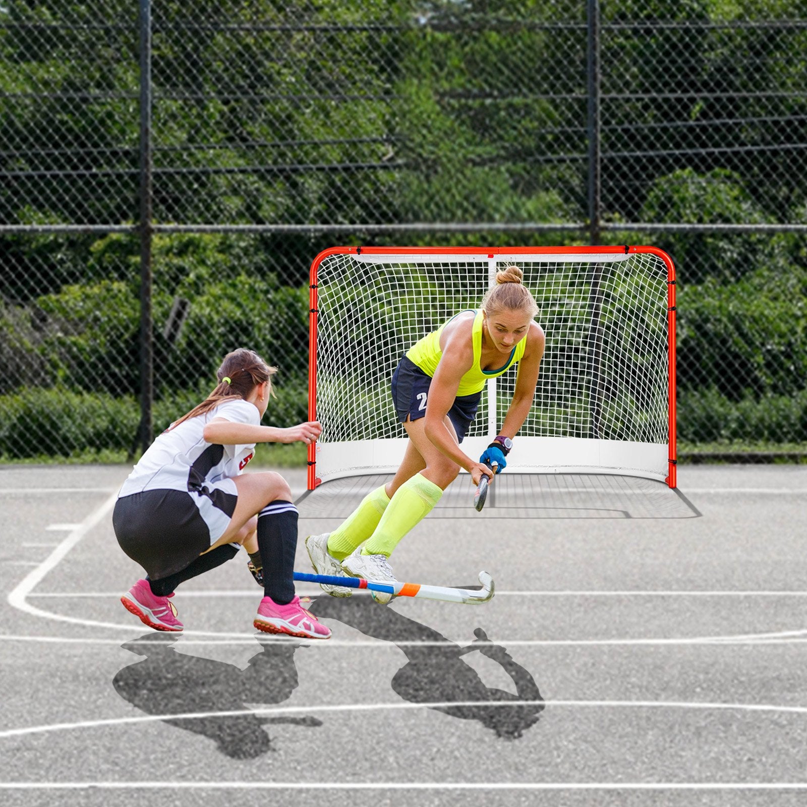 Activity Games: VEVOR Street Hockey Net, Indoor Outdoor Steel Hockey Goal, Official Regulation Pro Hockey Training Goal Set, Portable Hockey Goal with Net, Easy Assemble, 72" x 48", White/Red