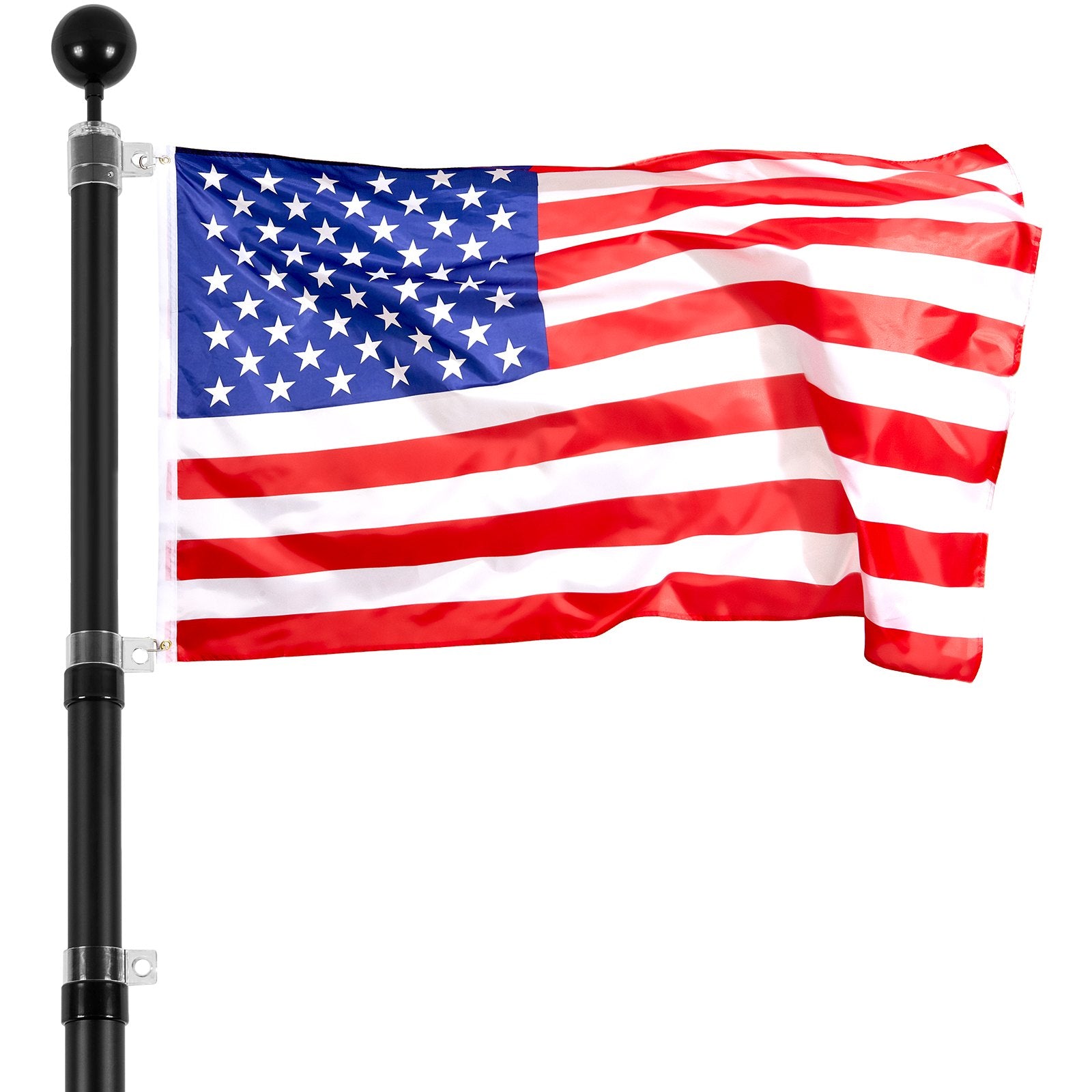 Canopies & Gazebos: VEVOR 25FT Telescopic Flagpole Kit, Heavy Duty Aluminum Alloy Flag Pole Kit in Ground for Outside, 3 Display Modes Flagpole with Professional Accessories, Black