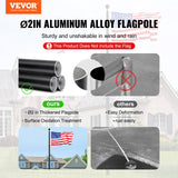 Canopies & Gazebos: VEVOR 25FT Telescopic Flagpole Kit, Heavy Duty Aluminum Alloy Flag Pole Kit in Ground for Outside, 3 Display Modes Flagpole with Professional Accessories, Black