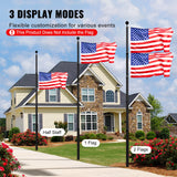 Canopies & Gazebos: VEVOR 25FT Telescopic Flagpole Kit, Heavy Duty Aluminum Alloy Flag Pole Kit in Ground for Outside, 3 Display Modes Flagpole with Professional Accessories, Black