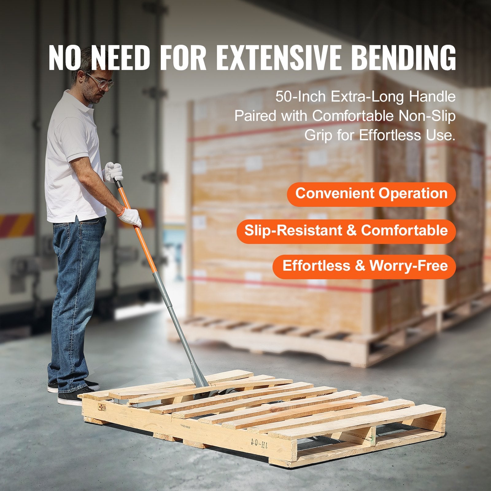 Putty Knives, Scrapers & Chisels: VEVOR Pallet Buster, 50'' Carbon Steel Handle Wrecking Pry Bar, 2000 lbs Weight Capacity, Heavy Duty Deck Board Removal Tool, Multipurpose Demolition Bar for Flooring, Framing, Roofing, Trim, Drywall