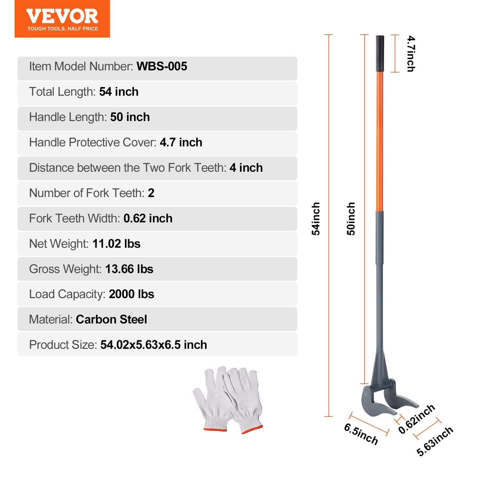 Putty Knives, Scrapers & Chisels: VEVOR Pallet Buster, 50'' Carbon Steel Handle Wrecking Pry Bar, 2000 lbs Weight Capacity, Heavy Duty Deck Board Removal Tool, Multipurpose Demolition Bar for Flooring, Framing, Roofing, Trim, Drywall