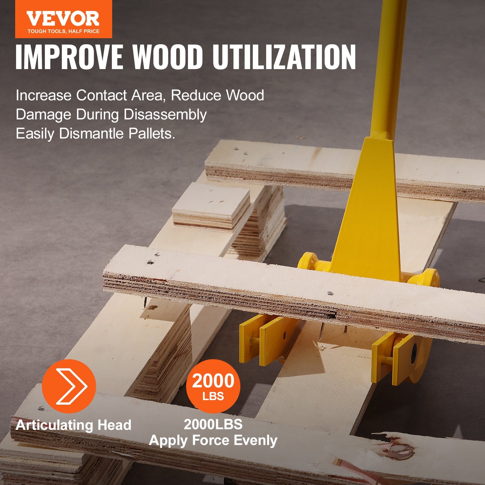 Chainsaws: VEVOR Pallet Buster, 104 cm Handle, 907 kg Weight Capacity, Q235 Carbon Steel, Heavy Duty Deck Wrecker Demolition Wood Pallet Tool Breaker Pry Bar Puller for Efficient and Effortless Board Removal