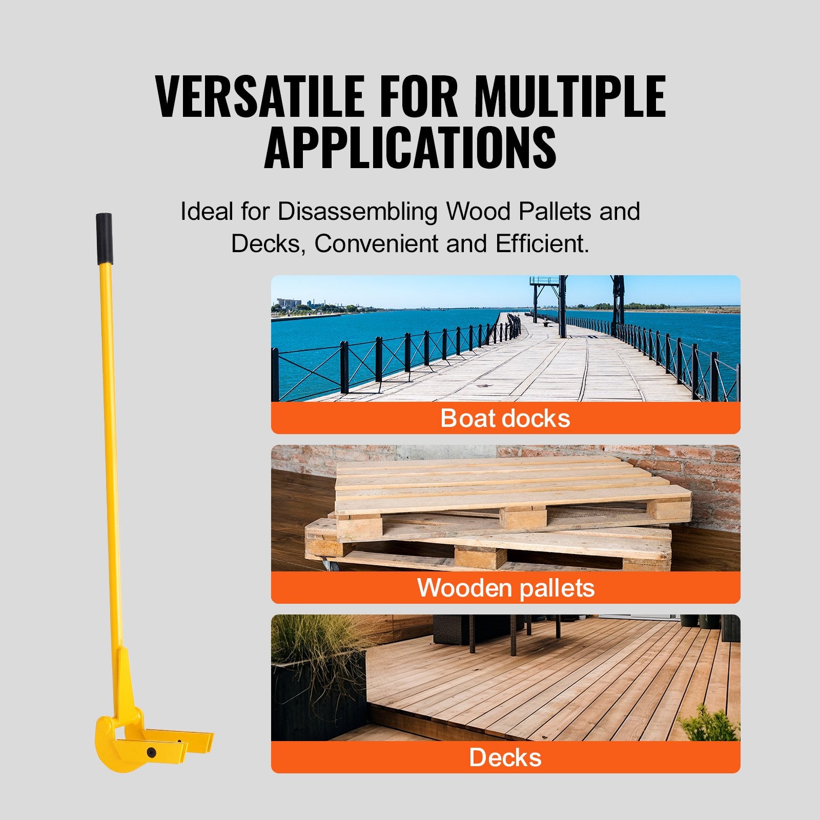 Chainsaws: VEVOR Pallet Buster, 104 cm Handle, 907 kg Weight Capacity, Q235 Carbon Steel, Heavy Duty Deck Wrecker Demolition Wood Pallet Tool Breaker Pry Bar Puller for Efficient and Effortless Board Removal