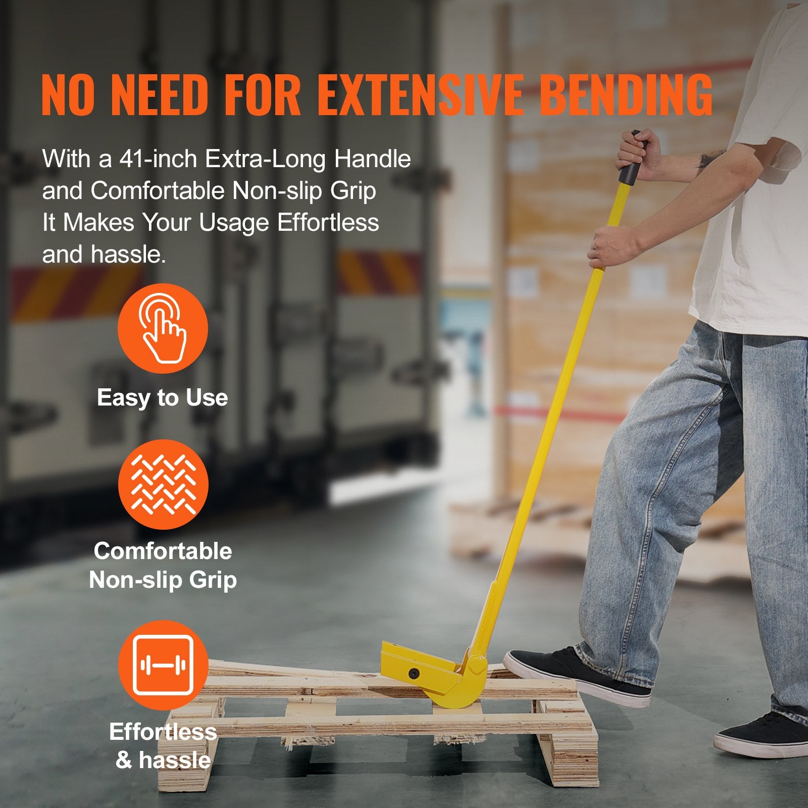 Chainsaws: VEVOR Pallet Buster, 104 cm Handle, 907 kg Weight Capacity, Q235 Carbon Steel, Heavy Duty Deck Wrecker Demolition Wood Pallet Tool Breaker Pry Bar Puller for Efficient and Effortless Board Removal