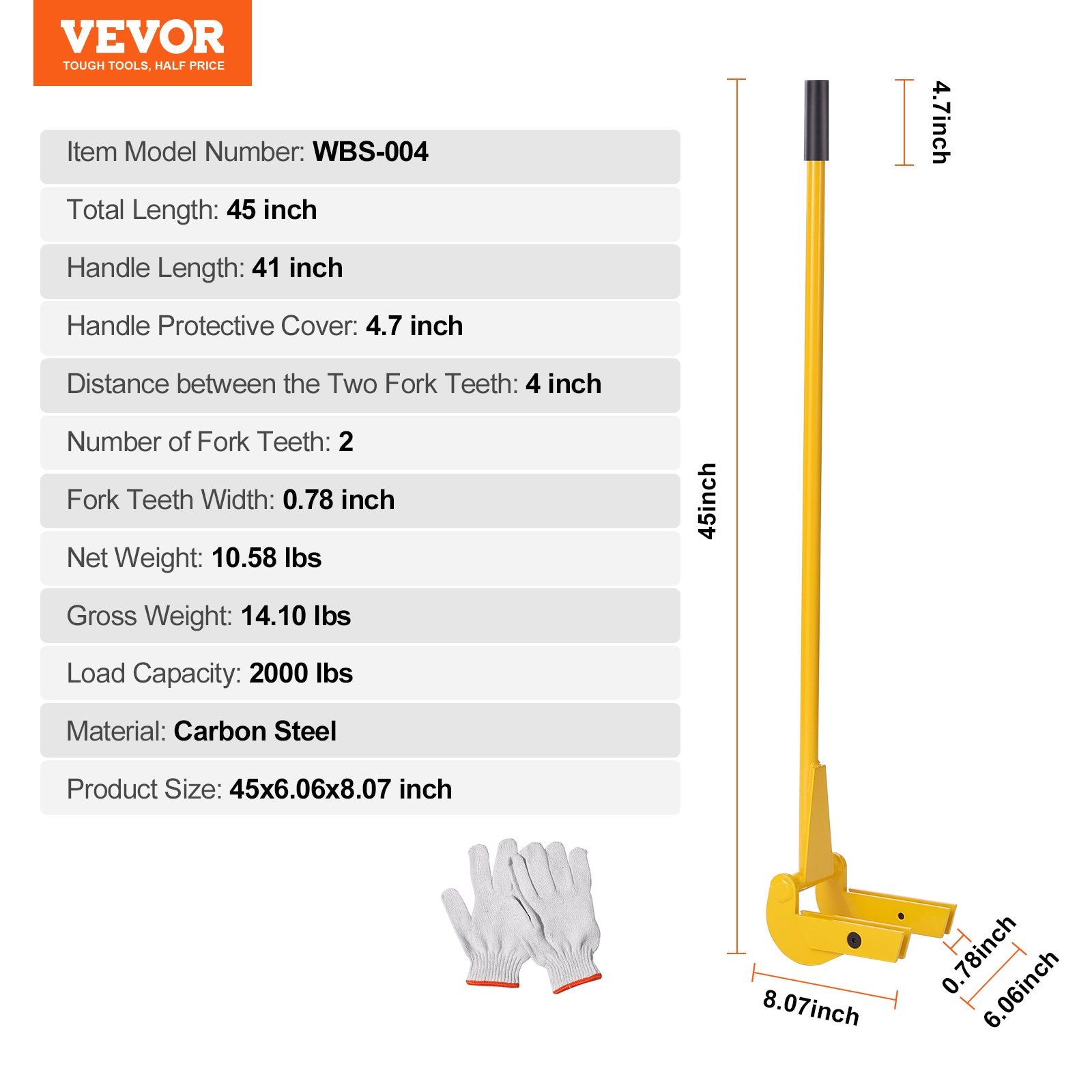 Chainsaws: VEVOR Pallet Buster, 104 cm Handle, 907 kg Weight Capacity, Q235 Carbon Steel, Heavy Duty Deck Wrecker Demolition Wood Pallet Tool Breaker Pry Bar Puller for Efficient and Effortless Board Removal
