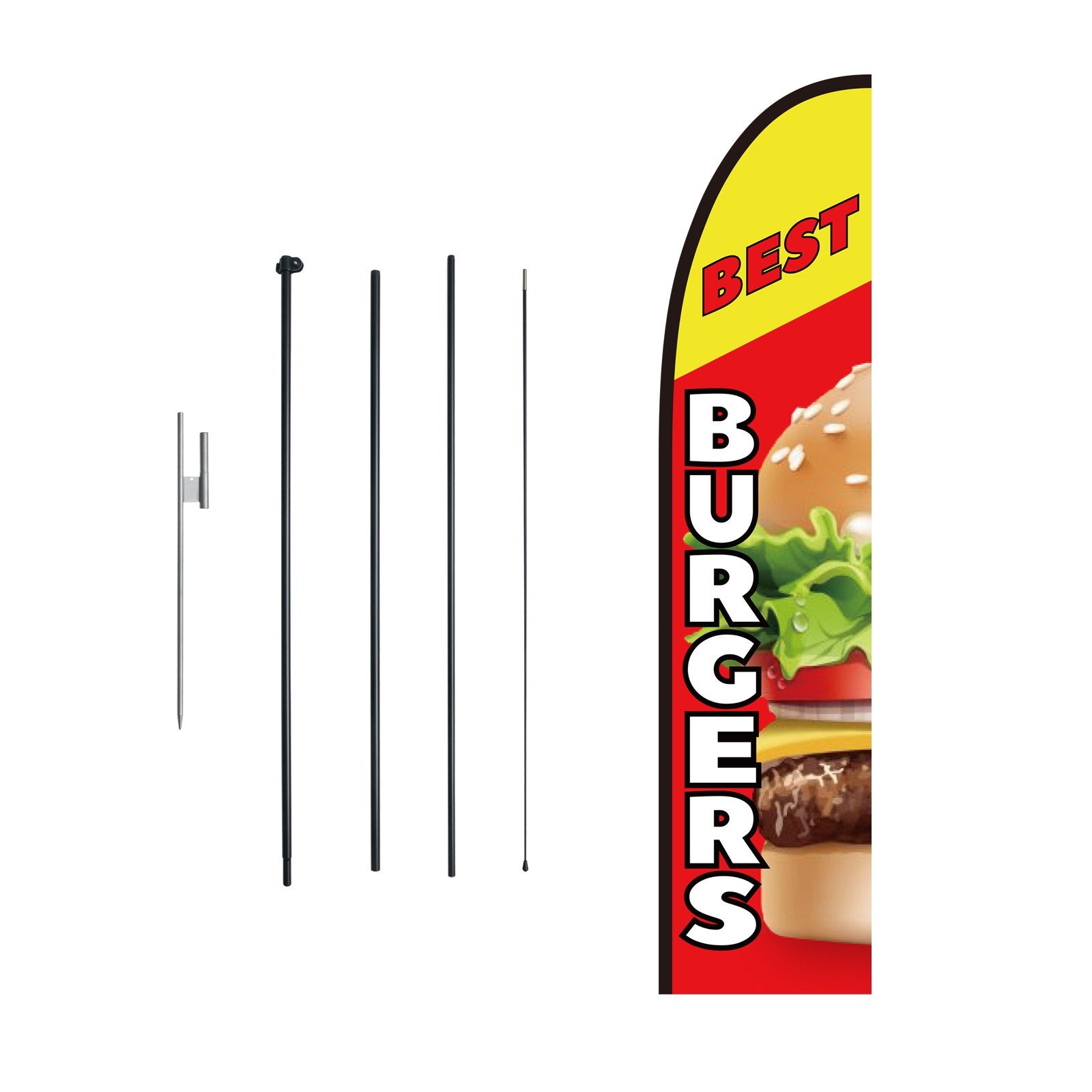 Seasonings & Spices: VEVOR Burger Restaurant Advertising Feather Flag Kit Swooper Flag Poles 16.3 FT