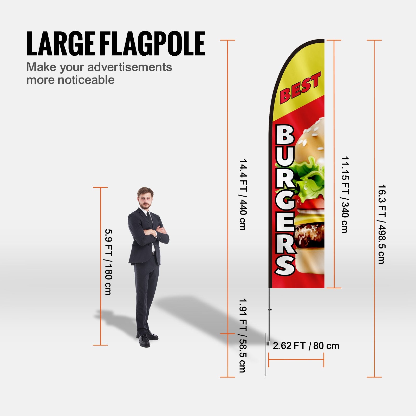 Seasonings & Spices: VEVOR Burger Restaurant Advertising Feather Flag Kit Swooper Flag Poles 16.3 FT