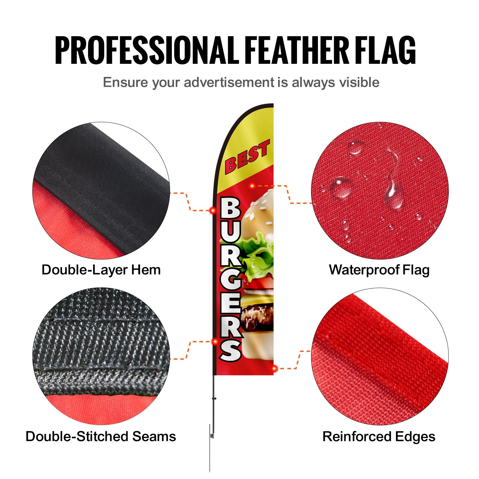 Seasonings & Spices: VEVOR Burger Restaurant Advertising Feather Flag Kit Swooper Flag Poles 16.3 FT