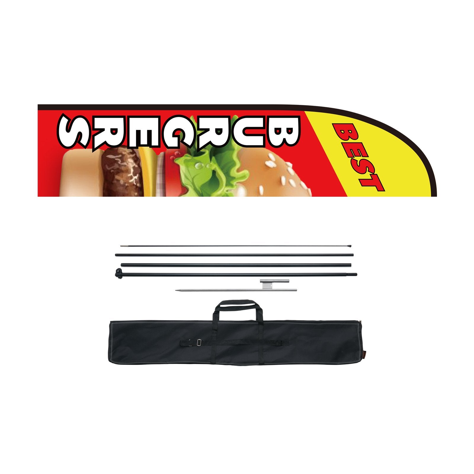 Seasonings & Spices: VEVOR Burger Restaurant Advertising Feather Flag Kit Swooper Flag Poles 16.3 FT