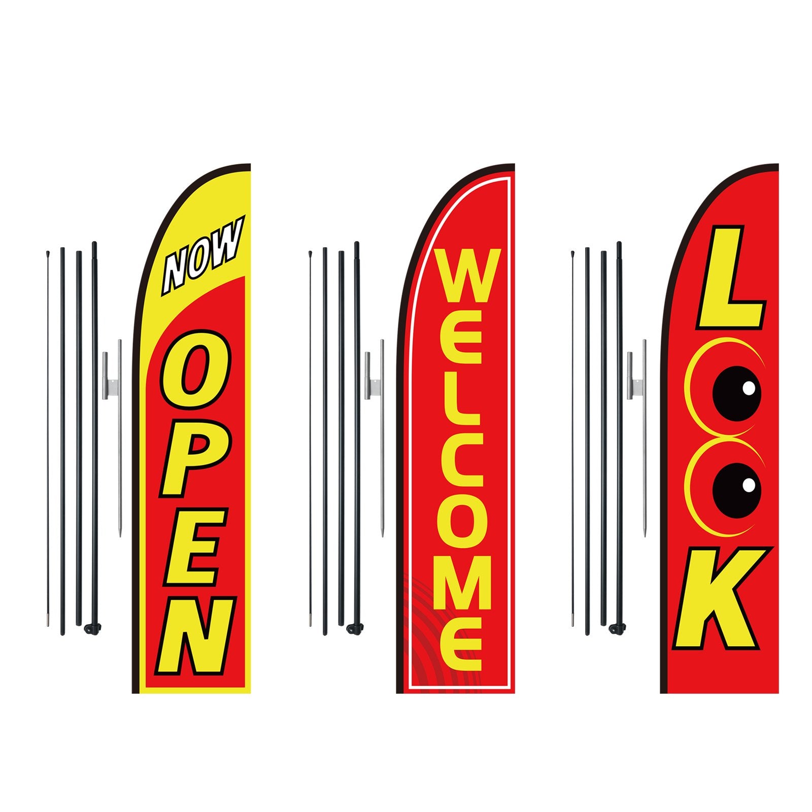 Garden Ornaments: VEVOR Open Flags for Business Advertising Feather Flag Kit Open Look Welcome