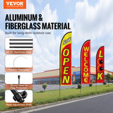 Garden Ornaments: VEVOR Open Flags for Business Advertising Feather Flag Kit Open Look Welcome
