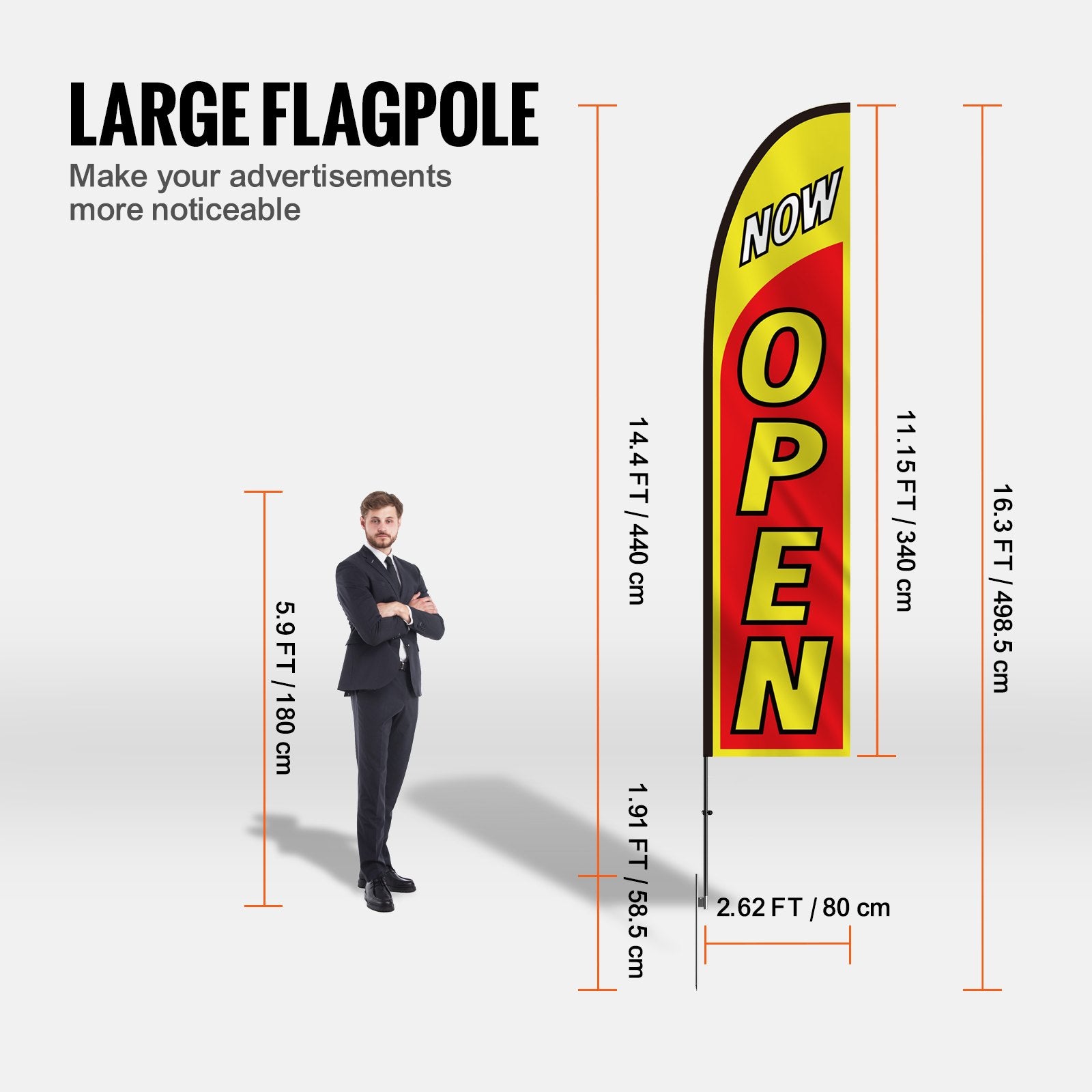 Garden Ornaments: VEVOR Open Flags for Business Advertising Feather Flag Kit Open Look Welcome