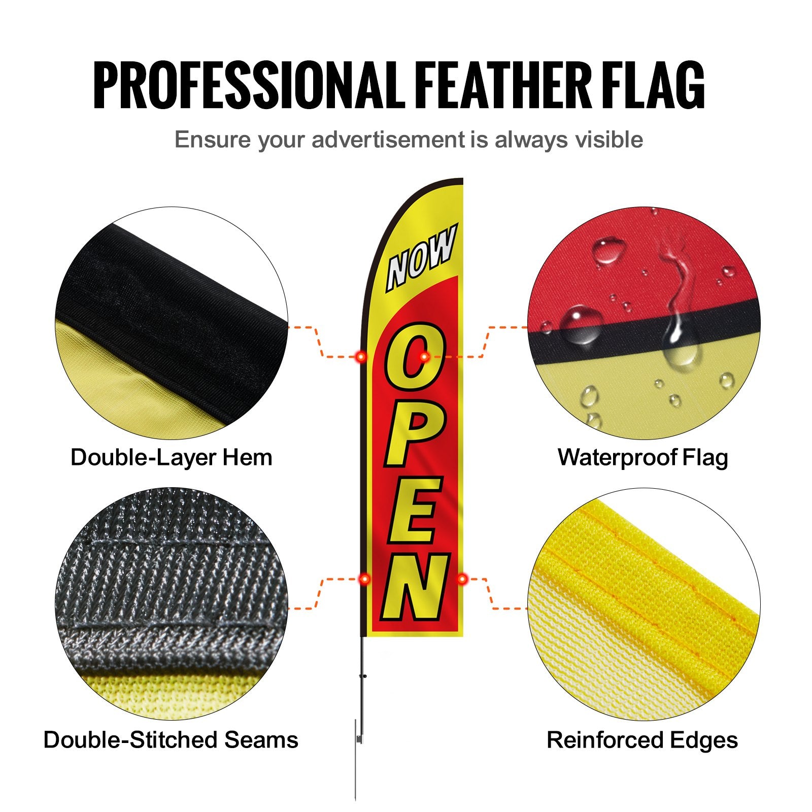 Garden Ornaments: VEVOR Open Flags for Business Advertising Feather Flag Kit Open Look Welcome