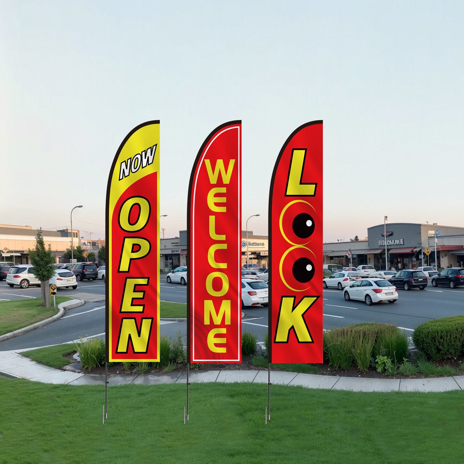 Garden Ornaments: VEVOR Open Flags for Business Advertising Feather Flag Kit Open Look Welcome
