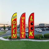 Garden Ornaments: VEVOR Open Flags for Business Advertising Feather Flag Kit Open Look Welcome