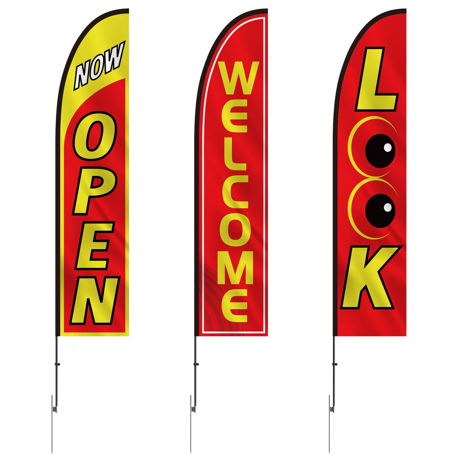 Garden Ornaments: VEVOR Open Flags for Business Advertising Feather Flag Kit Open Look Welcome
