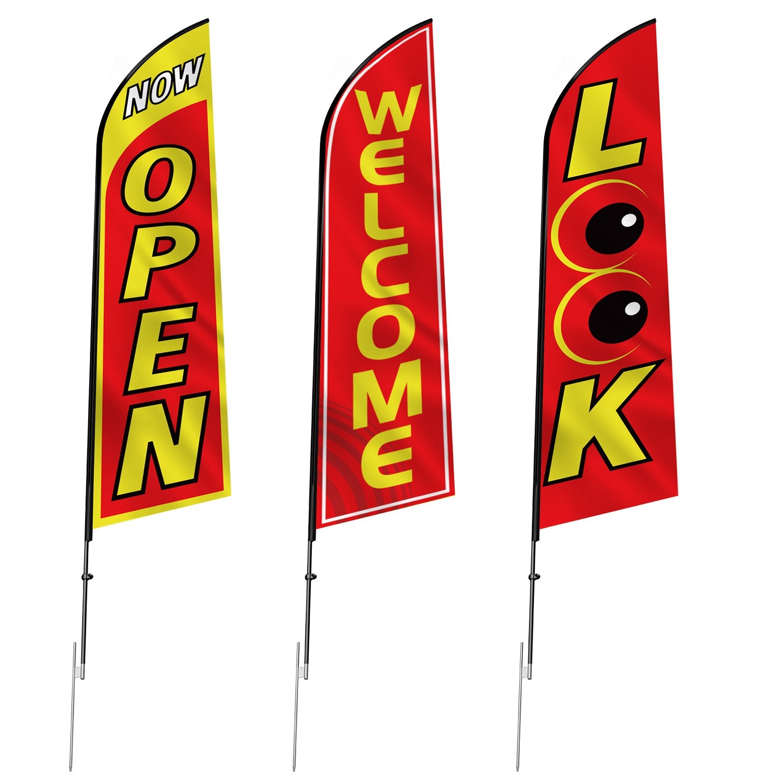 Garden Ornaments: VEVOR Open Flags for Business Advertising Feather Flag Kit Open Look Welcome