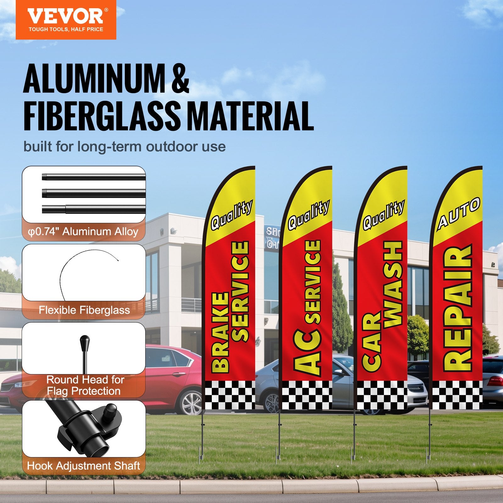 Canopies & Gazebos: VEVOR Auto Repair Advertising Feather Flag Kit Swooper Flags and Poles 16.3 FT